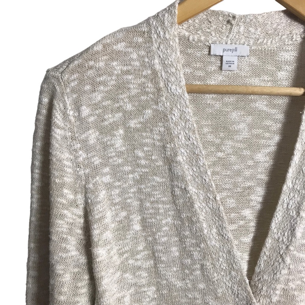 J Jill Pure Jill XS Lightweight One Button Closure Long Line Cardigan‎ Oatmeal - Picture 8 of 11